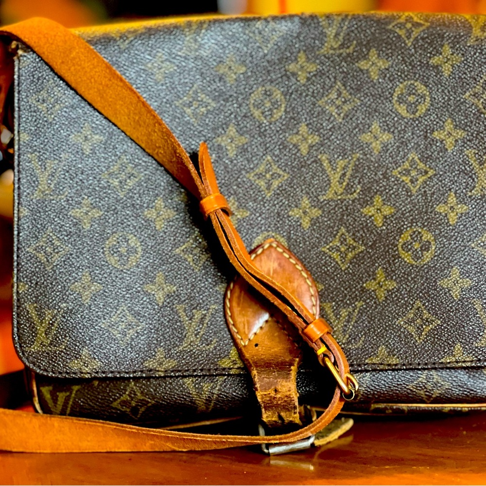 VINTAGE CARTOUCHIÈRE LEATHER CROSSBODY BAG